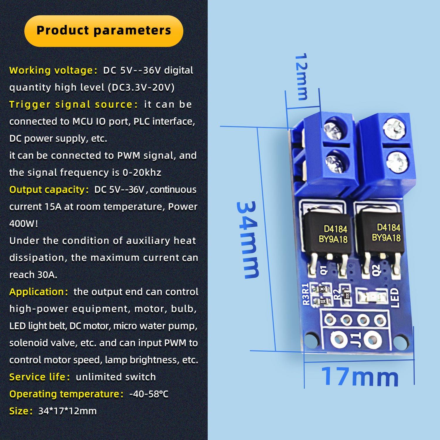 Módulo de Conmutación MOSFET DaFuRui 15A 400W PWM 0-20KHz