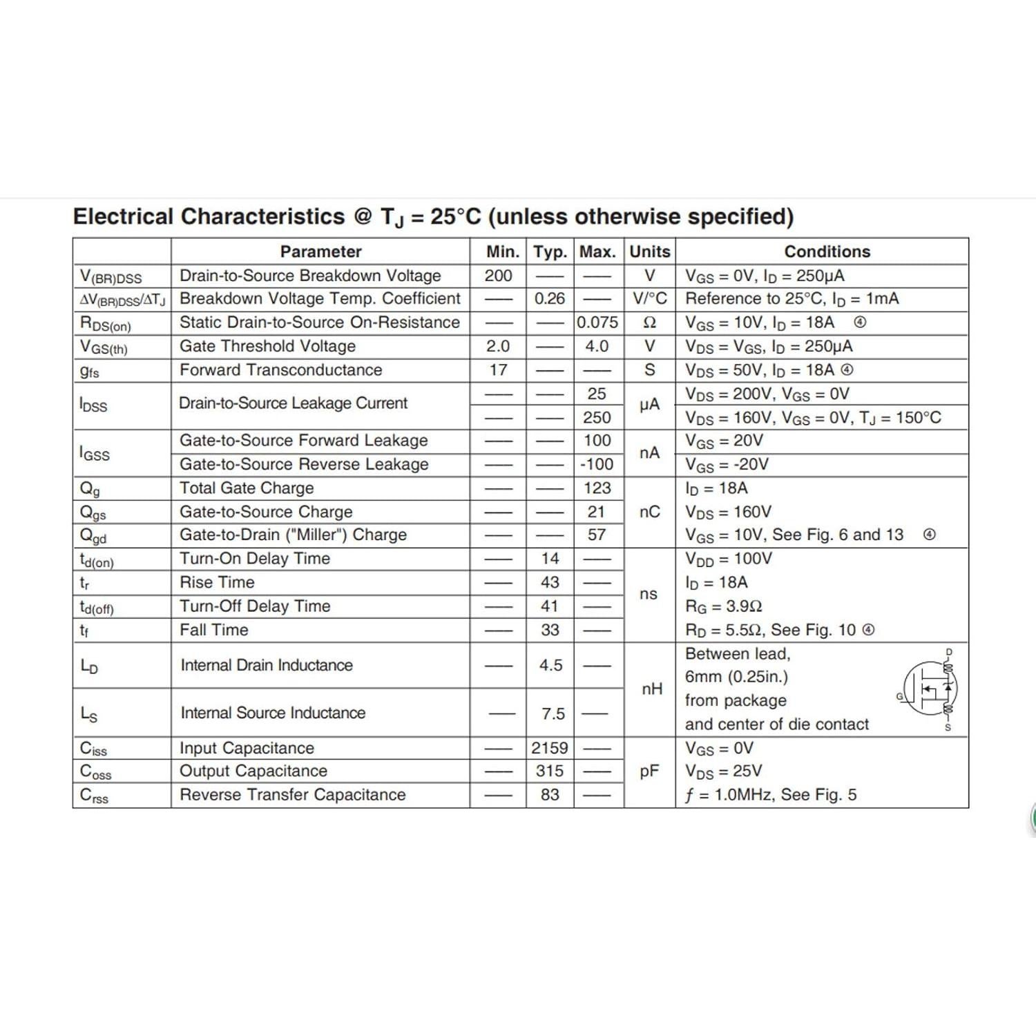 5 Transistores MOSFET IRFP250N Bridgold 30A 200V TO-247AC