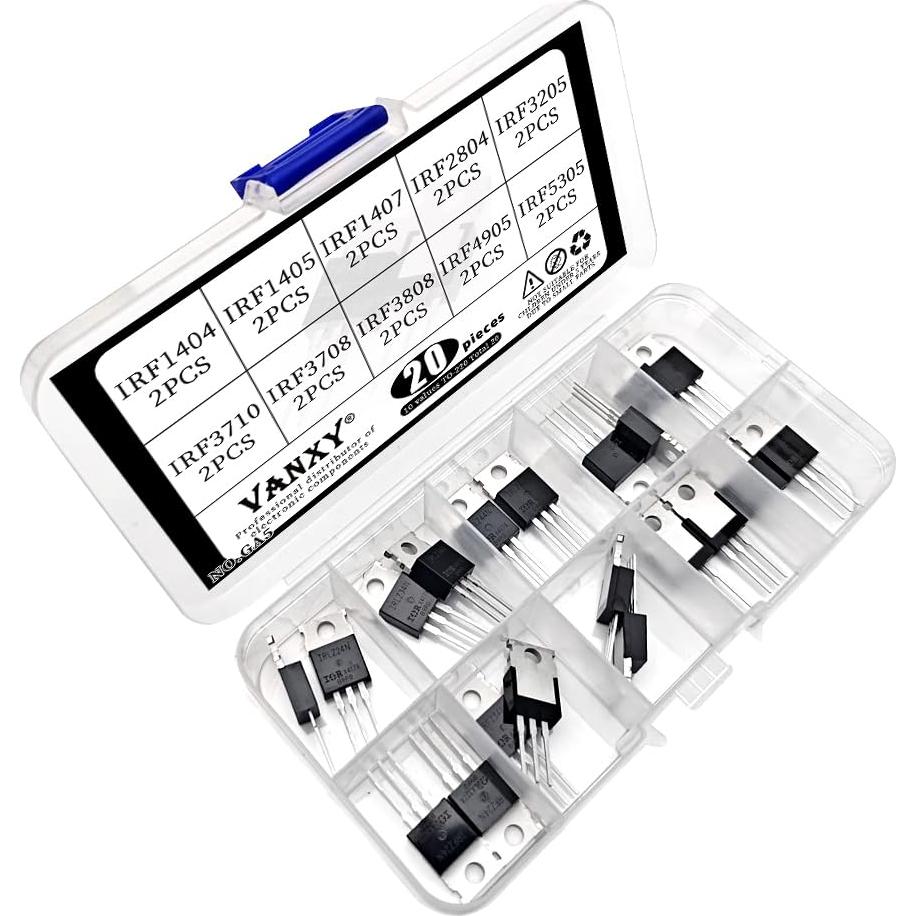 Kit de Transistores MOSFET TO-220 VANXY 20 Pcs IRF1404-IRF5305