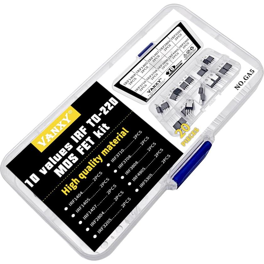 Kit de Transistores MOSFET TO-220 VANXY 20 Pcs IRF1404-IRF5305