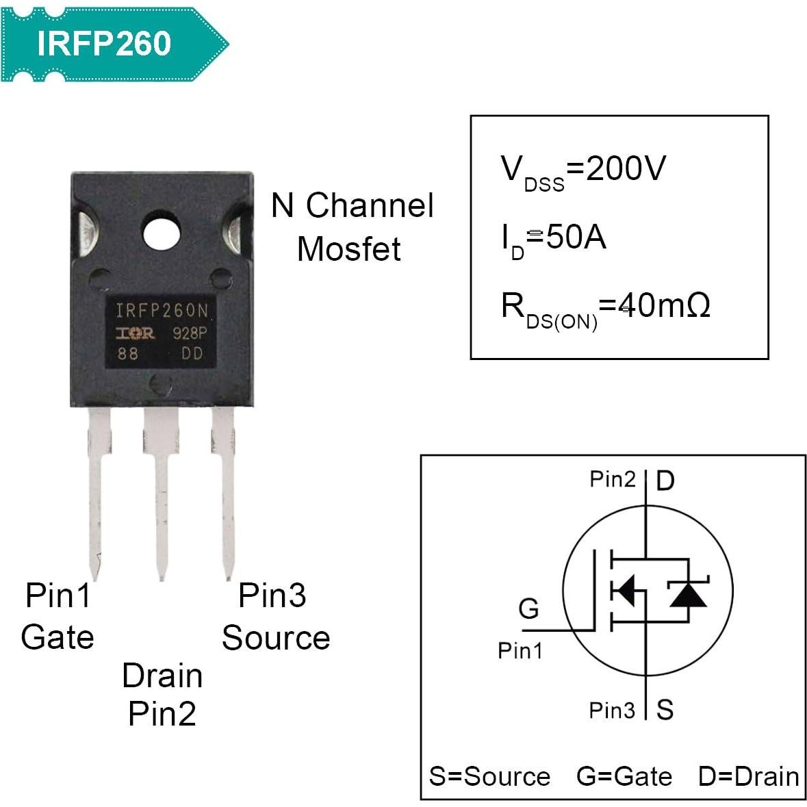 6 Transistores MOSFET IRFP260 N-Canal 200V 50A TO-247