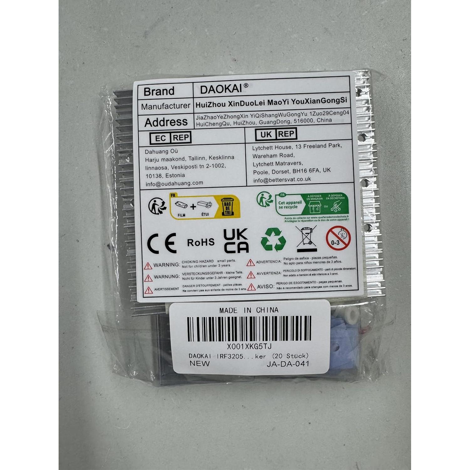 Transistor MOSFET IRF3205 N-Canal 55V 110A con Kit 20 pcs