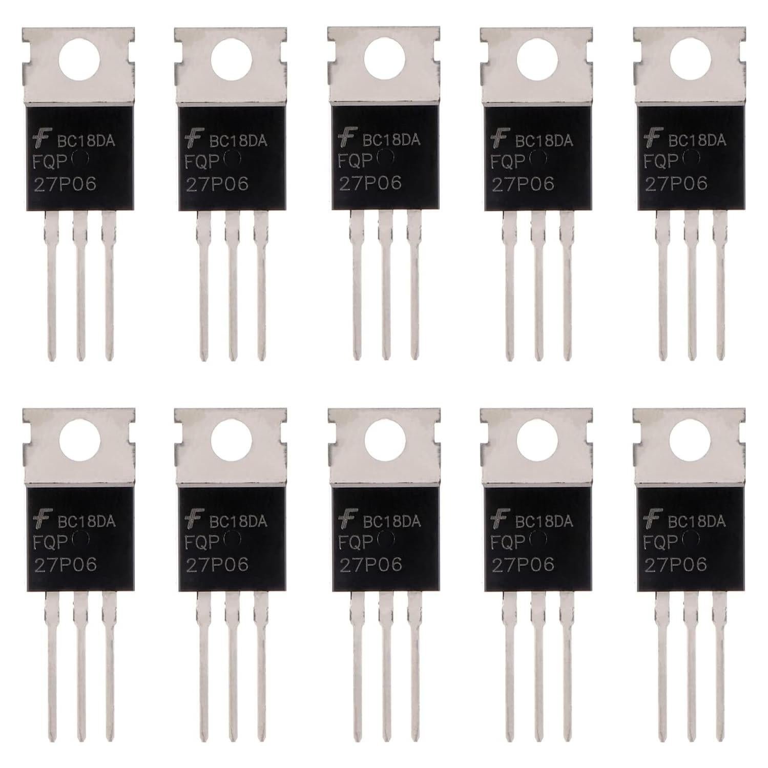 Transistor MOSFET BOJACK FQP27P06 P-Channel 27A 60V (Paquete de 10)