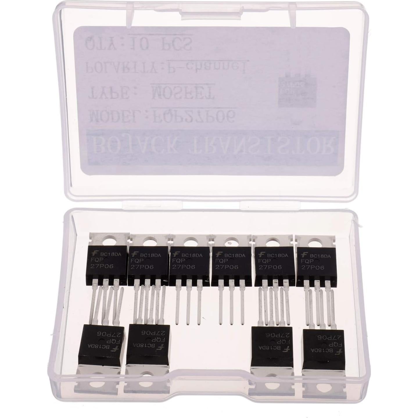 Transistor MOSFET BOJACK FQP27P06 P-Channel 27A 60V (Paquete de 10)