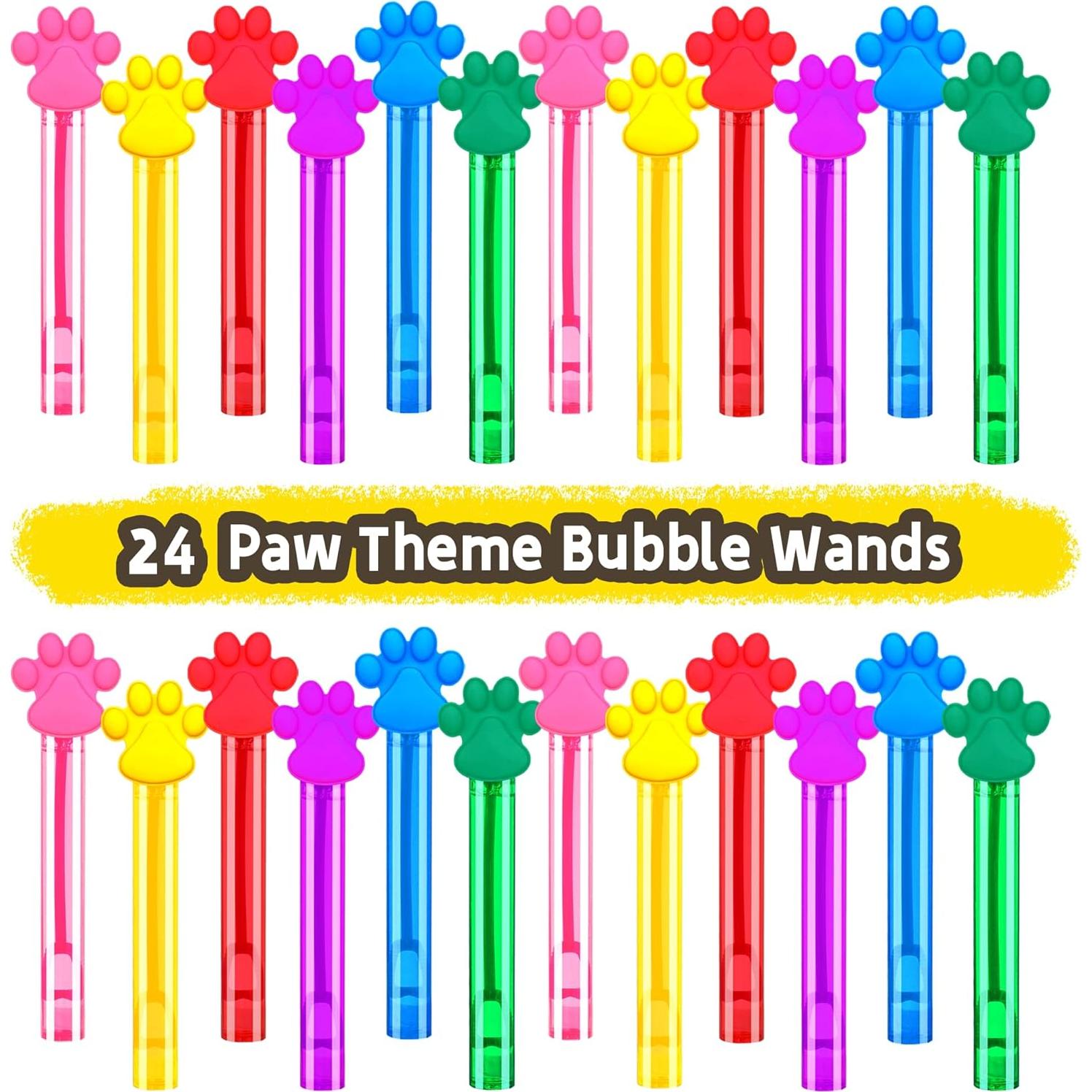 24 Varitas de Burbujas ONBKYGF con Huellas de Patas