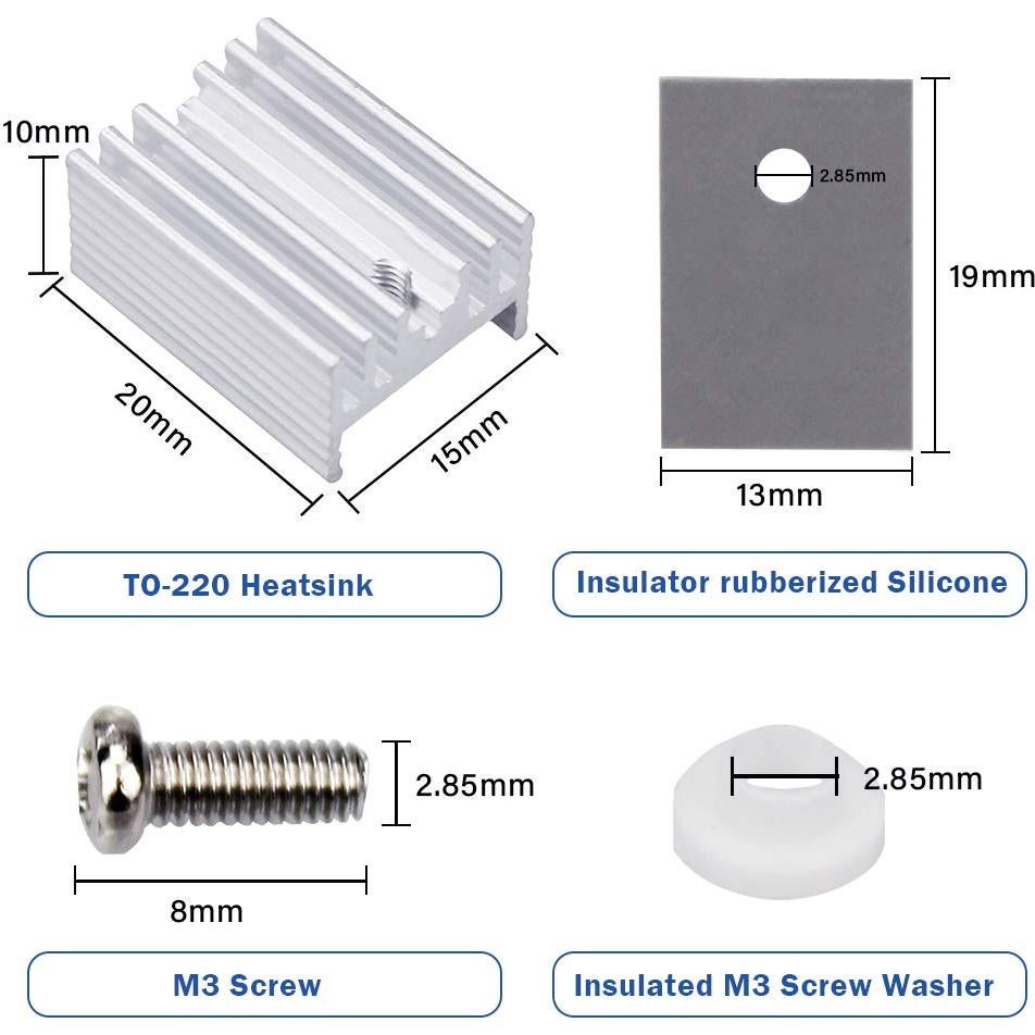 10 Disipadores de Calor Aluminio TO-220 WayinTop + Kits