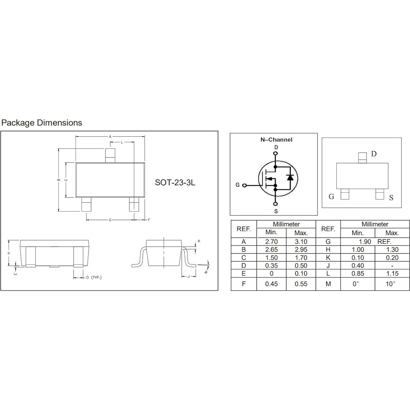 Transistor AO3400 N-Channel 100pcs 30V SOT-23 Bridgold