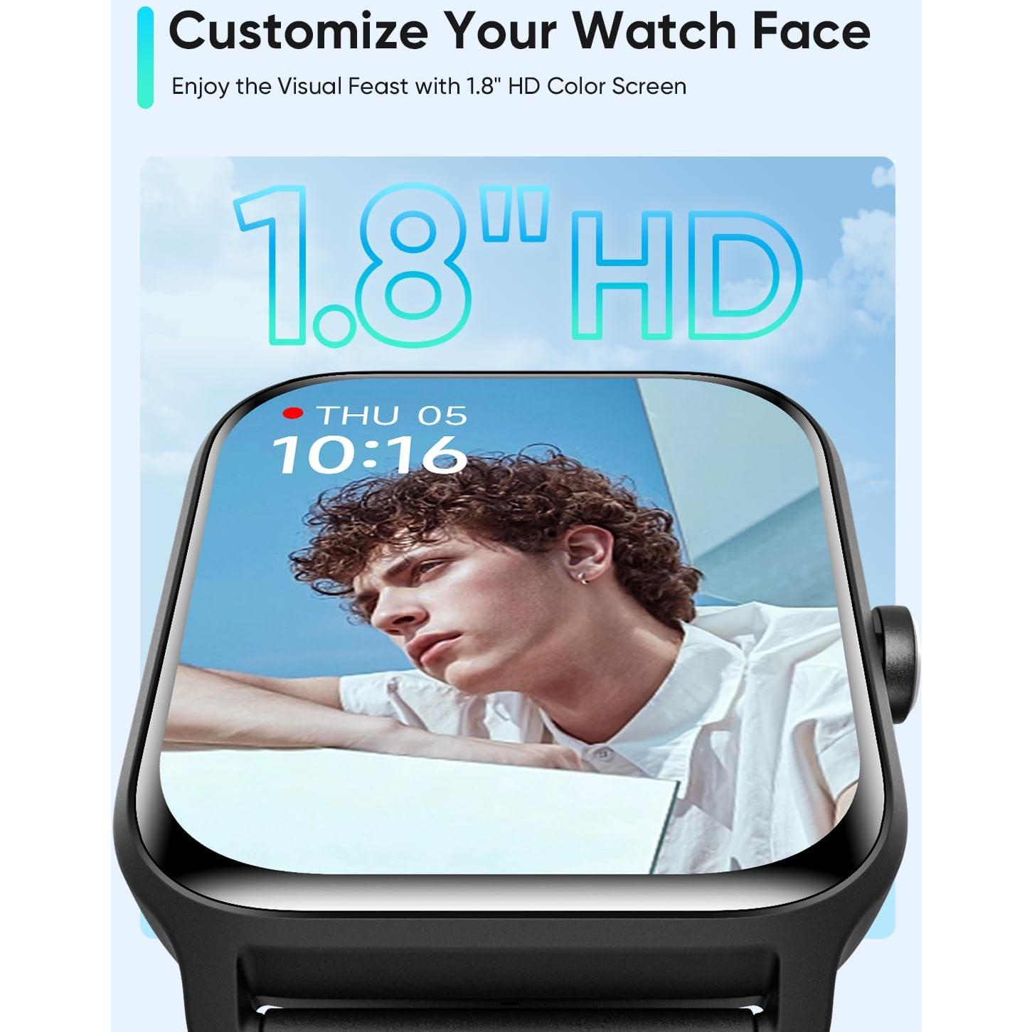 Reloj Inteligente Fitpolo Negro 1.8" Pantalla HD IP68