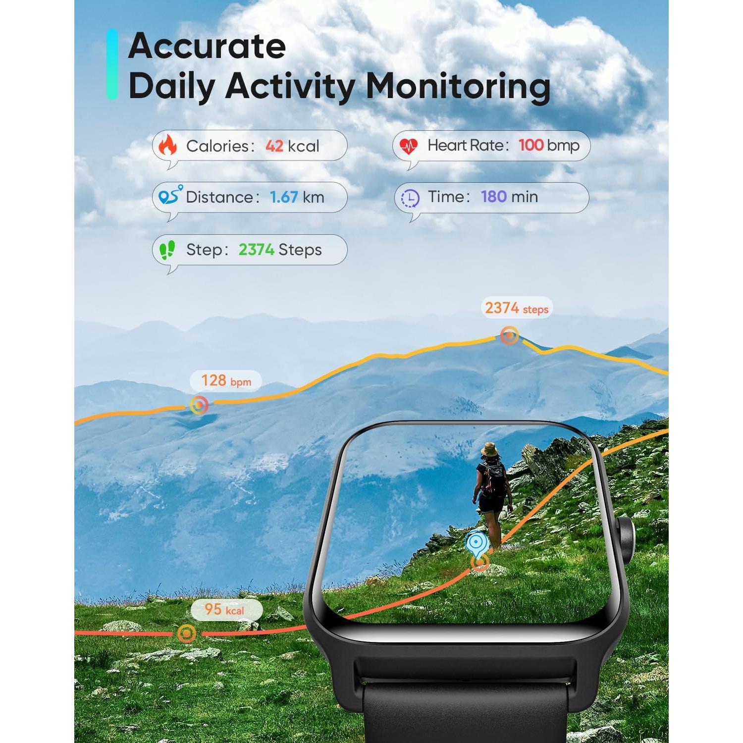 Reloj Inteligente Fitpolo Negro 1.8" Pantalla HD IP68