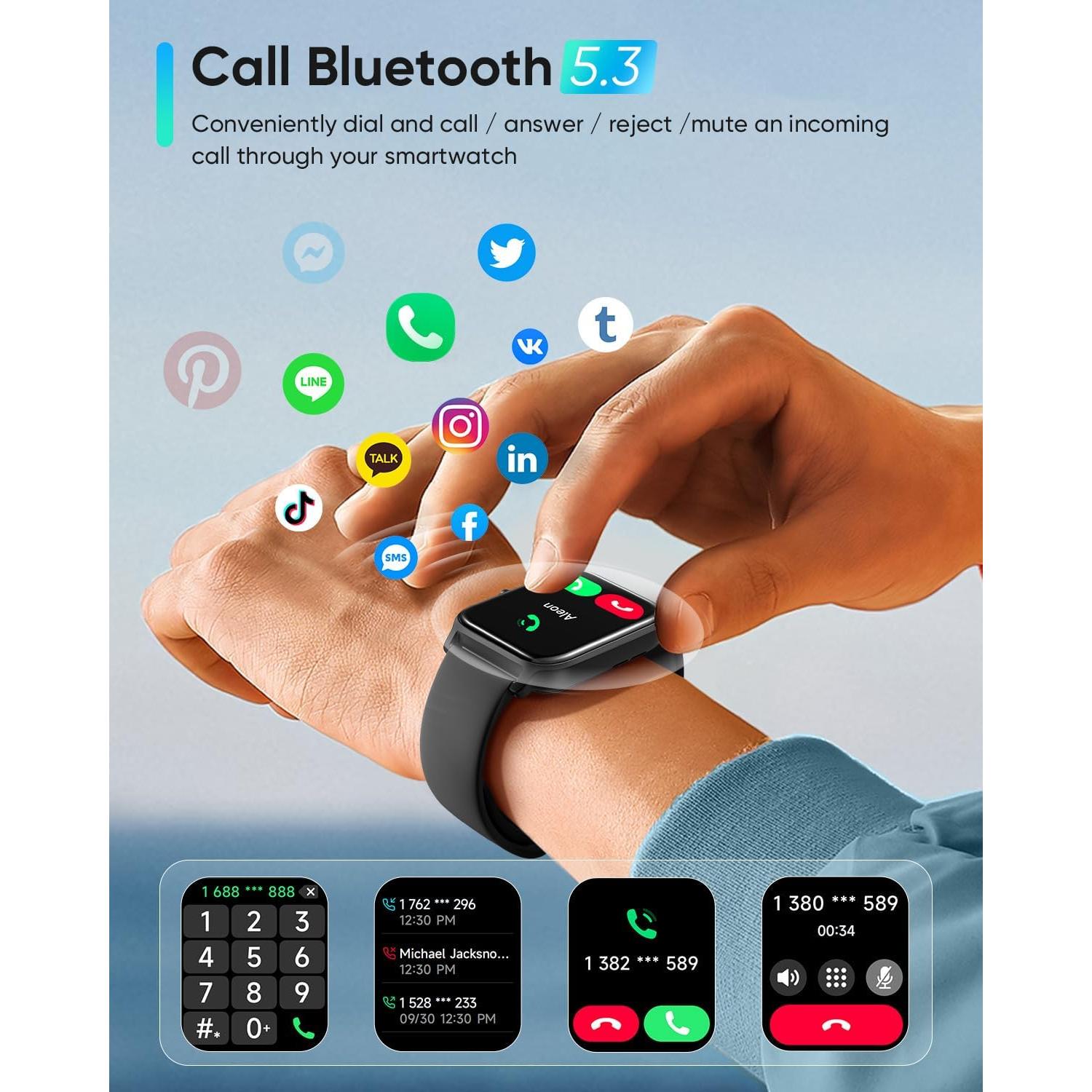 Reloj Inteligente Fitpolo Negro 1.8" Pantalla HD IP68