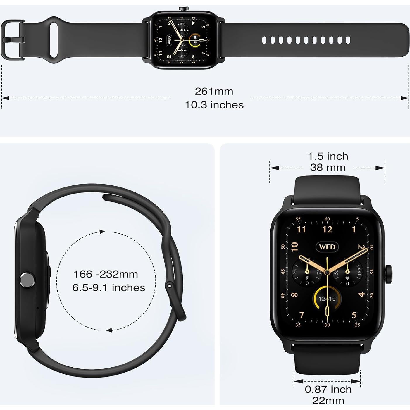 Reloj Inteligente Fitpolo Negro 1.8" Pantalla HD IP68