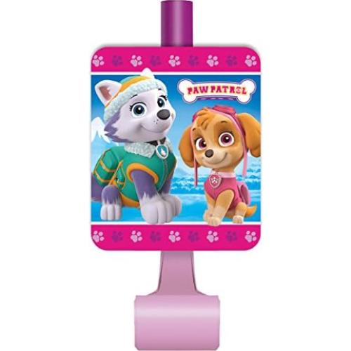Suministros de Fiesta Paw Patrol Niña Rosa - 24 Silbatos y Stickers