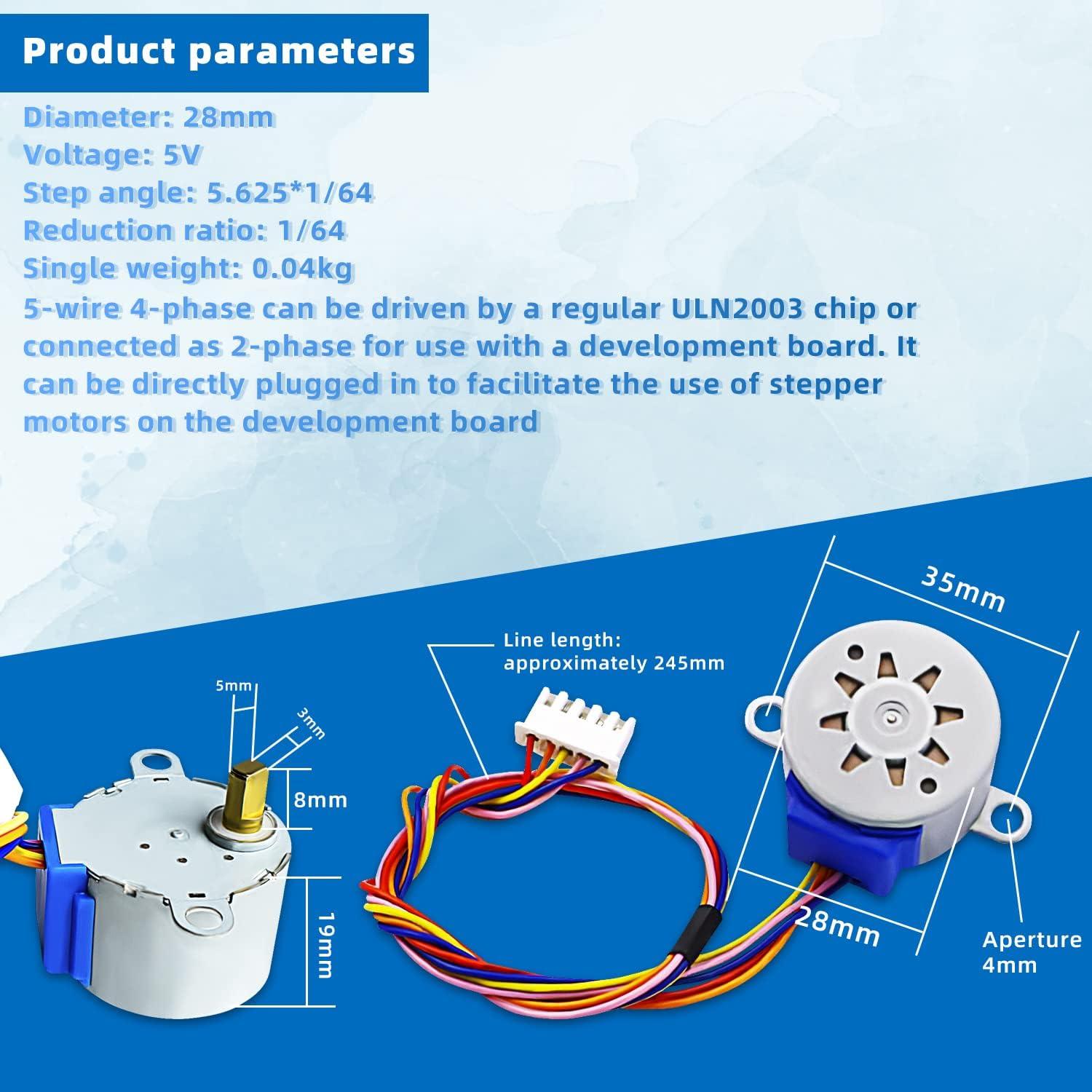 Motor Paso a Paso 12V 28BYJ-48 4 Fases - 6 Piezas