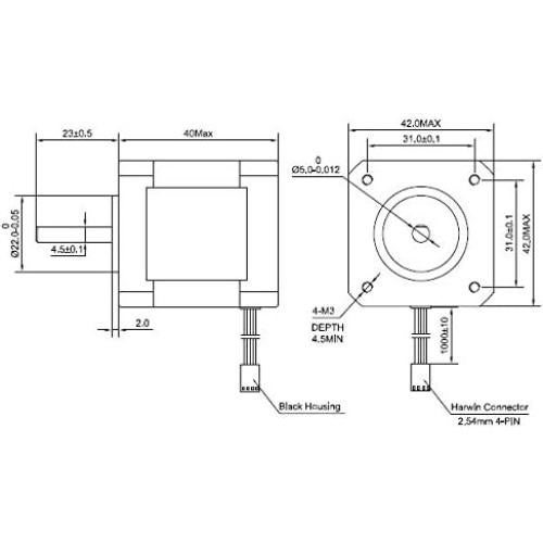 Motor Paso a Paso Nema 17 STEPPERONLINE 40mm 45Ncm 2A 4 Hilos