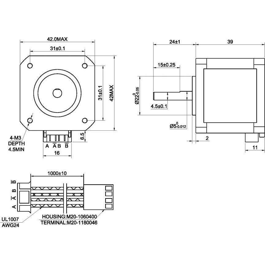 Motor Paso a Paso Nema 17 STEPPERONLINE 1.5A 1.8Nm 39mm