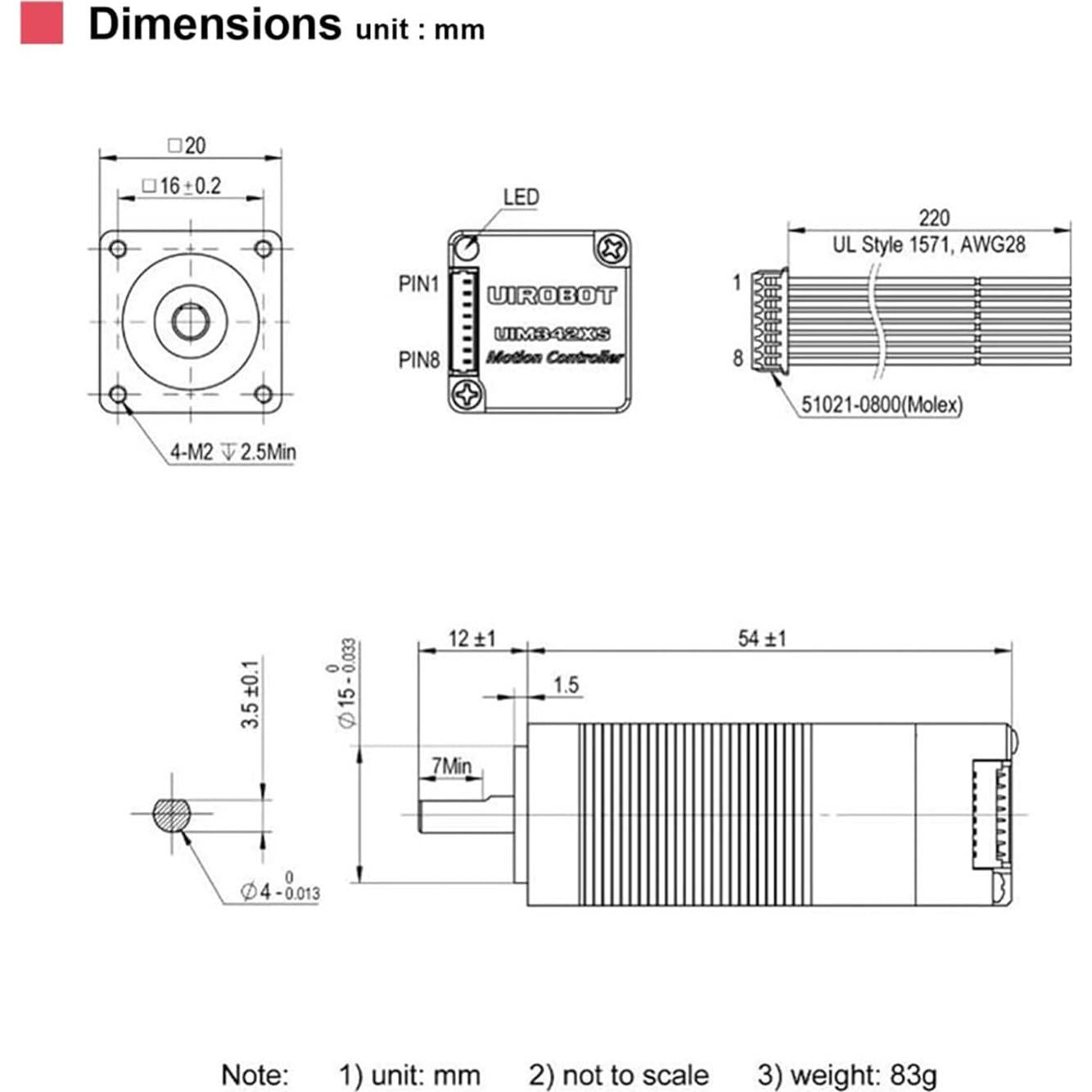 Motor Paso a Paso Nema 8 UIROBOT con Encoder y Control CAN 3000RPM