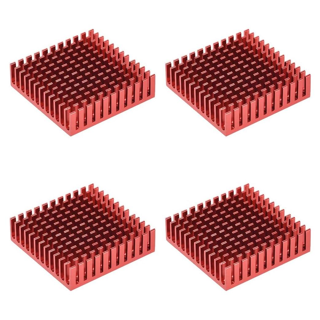 Disipador Electrónico Uxcell 40x40x11mm Rojo 4 Piezas