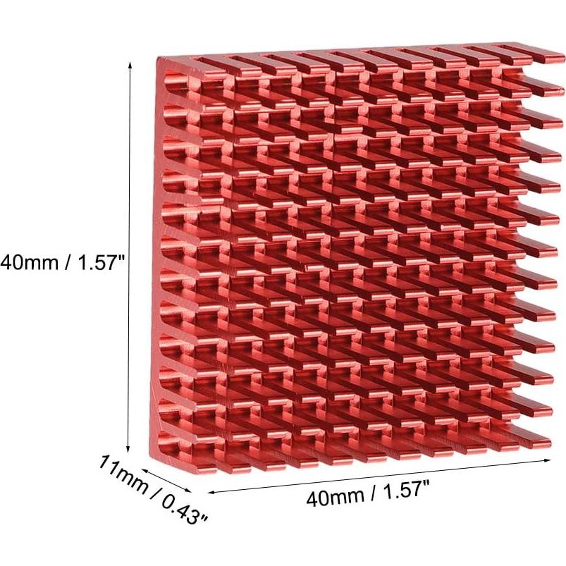 Disipador Electrónico Uxcell 40x40x11mm Rojo 4 Piezas
