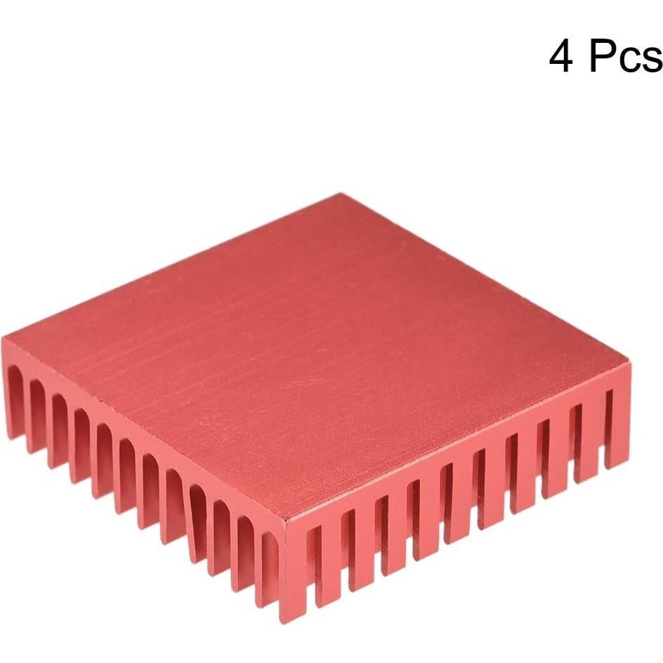 Disipador Electrónico Uxcell 40x40x11mm Rojo 4 Piezas