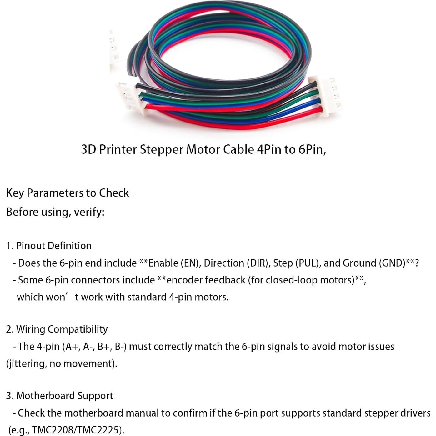 Cables de Motor Paso a Paso TIEXYE 4Pcs 1M 4Pin a 6Pin
