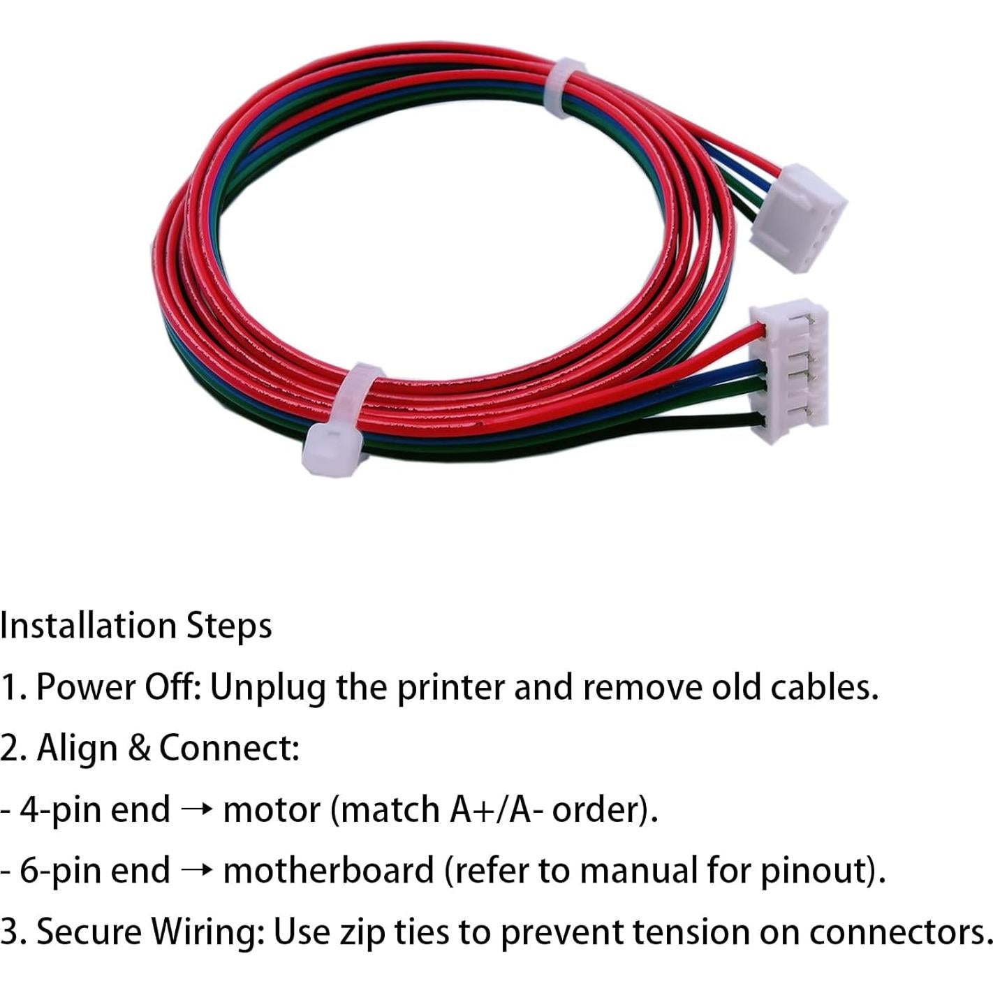 Cables de Motor Paso a Paso TIEXYE 4Pcs 1M 4Pin a 6Pin