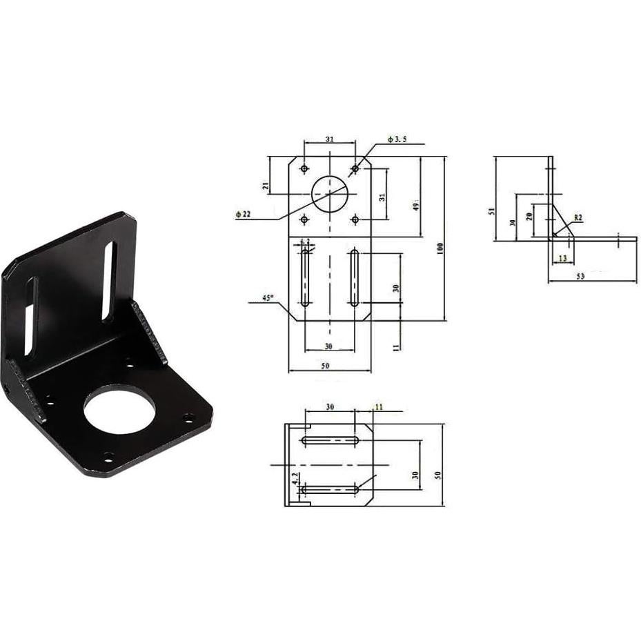 Soporte en L para motor paso a paso Nema 17 42mm - 2Pcs
