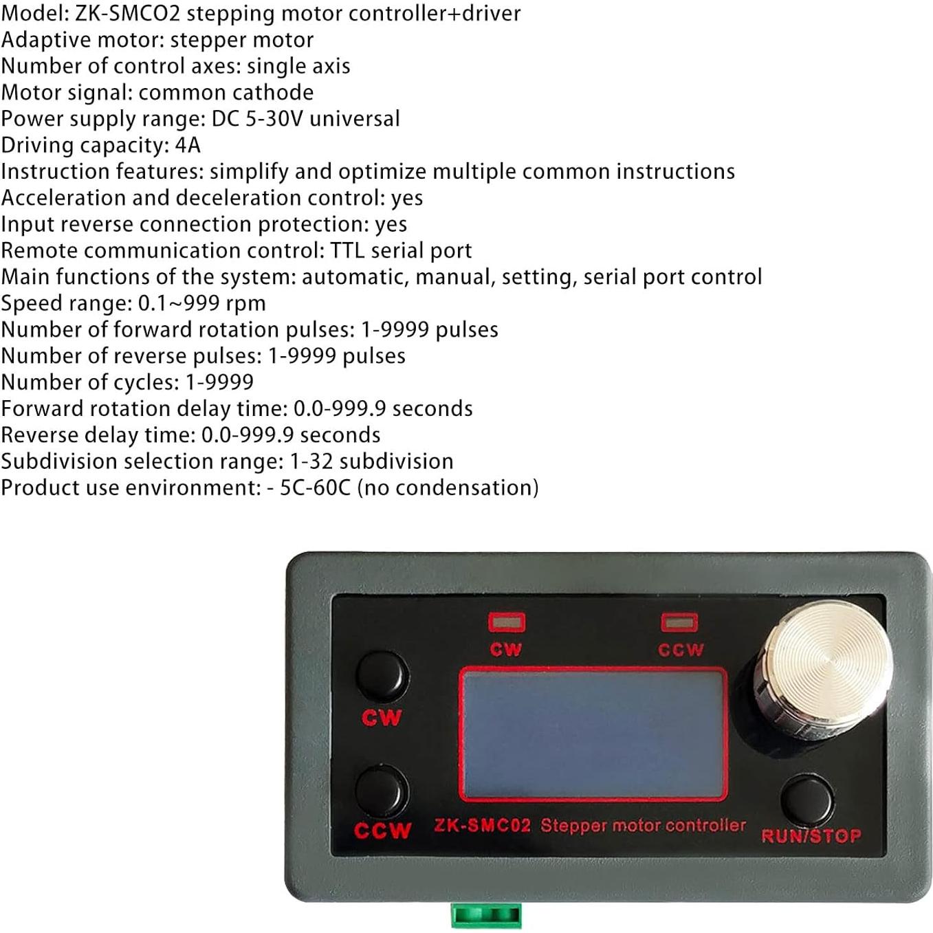 Controlador y Driver de Motor Paso a Paso ZK-SMC02 4A DC 5-30V