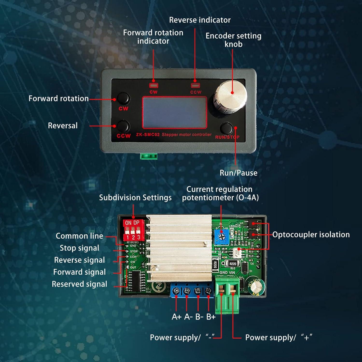 Controlador y Driver de Motor Paso a Paso ZK-SMC02 4A DC 5-30V