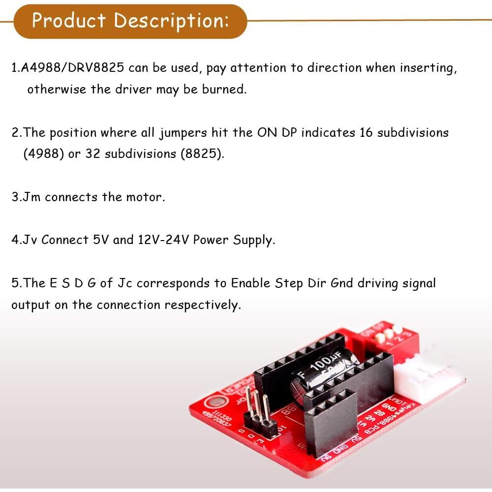 Controlador de Motor Paso a Paso Ximimark A4988 DRV8825 3Pcs
