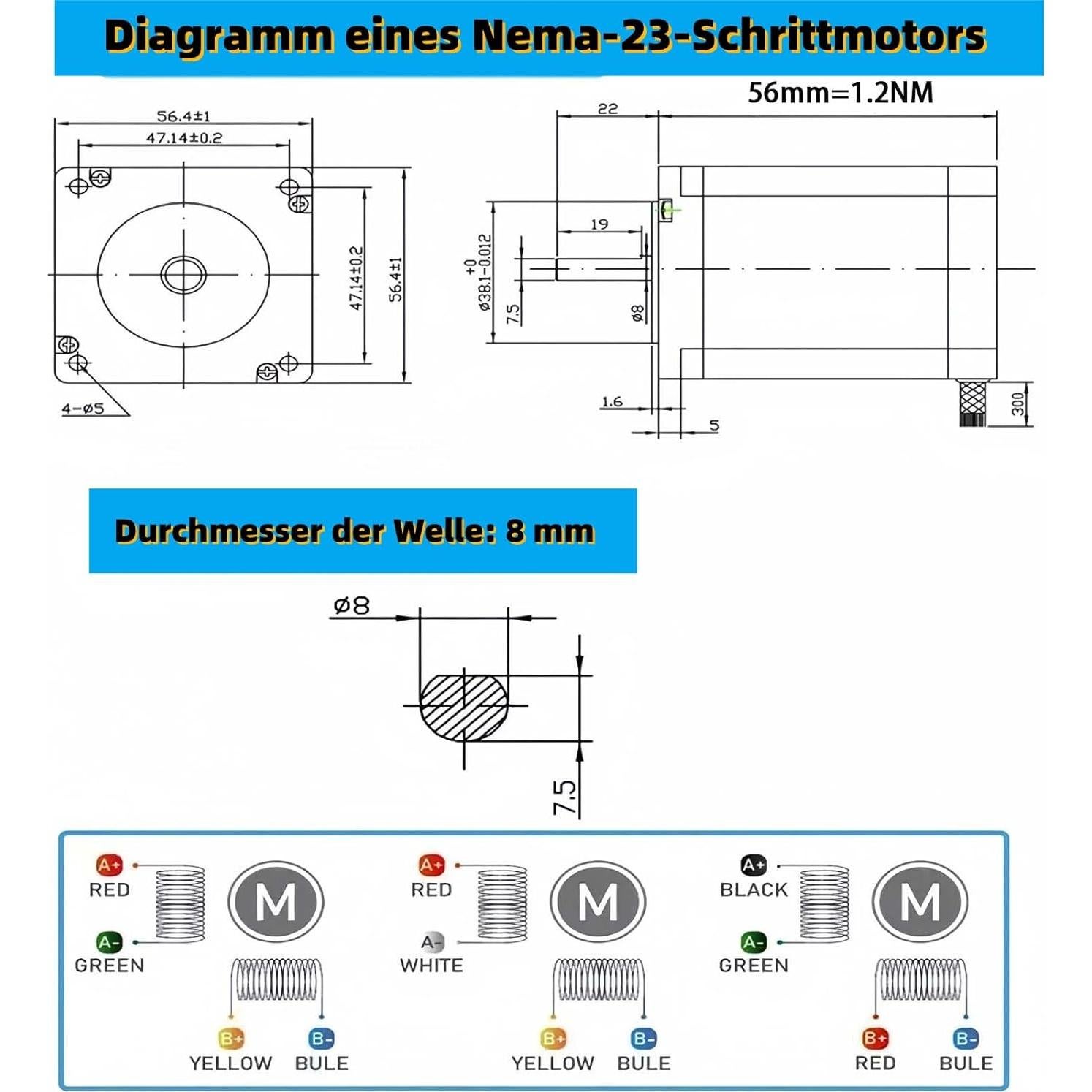Kit Motor Paso a Paso Nema 23 57mm 1.2Nm 3 Ejes + Controlador DM556