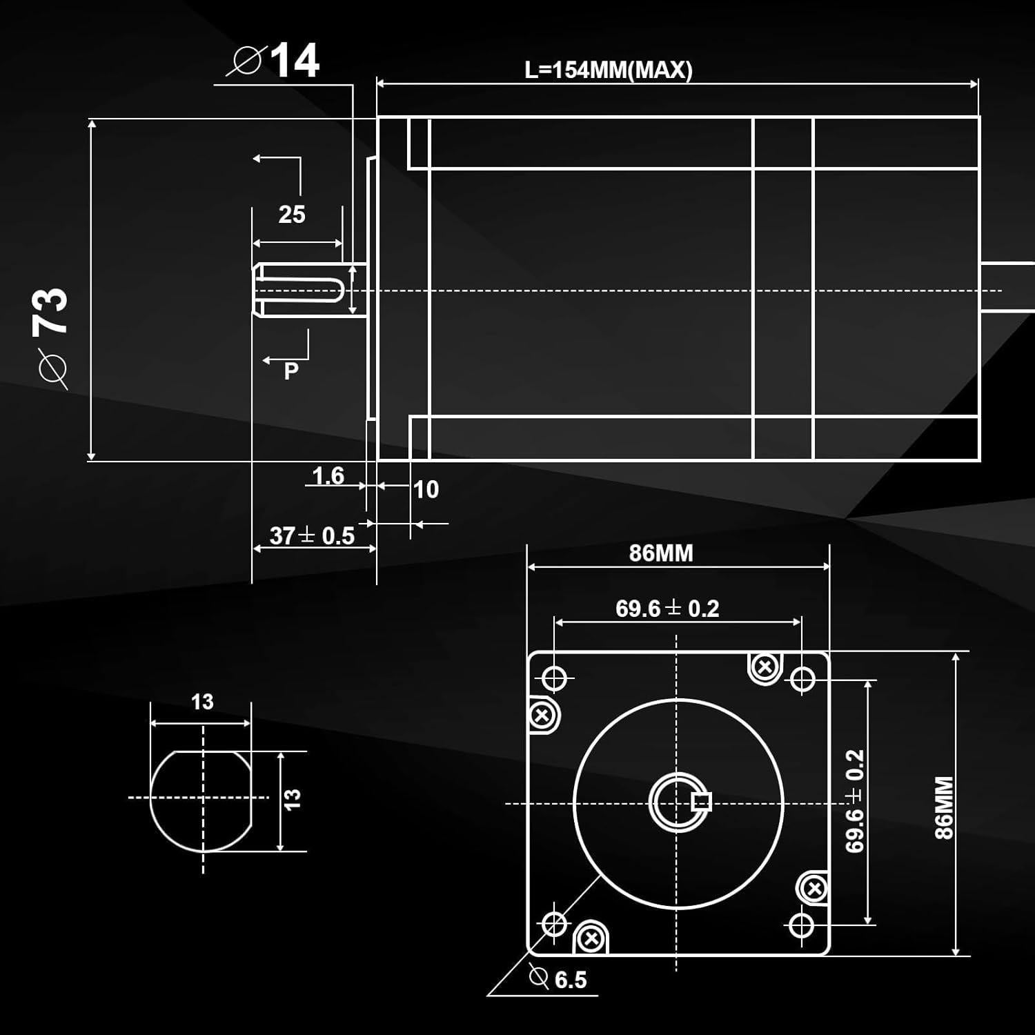 Motor Paso a Paso Nema34 34HS5802B 11.34N.m 14mm Eje Doble