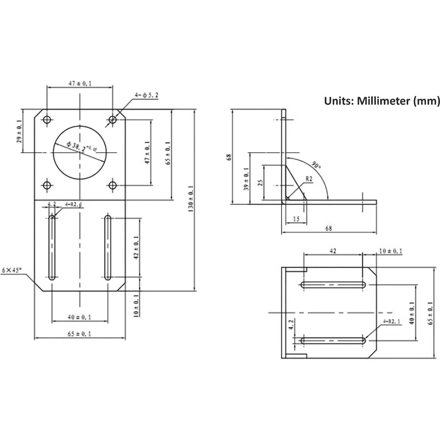 Soporte de Motor Paso a Paso Nema 23 HobbyUnlimited 4pcs