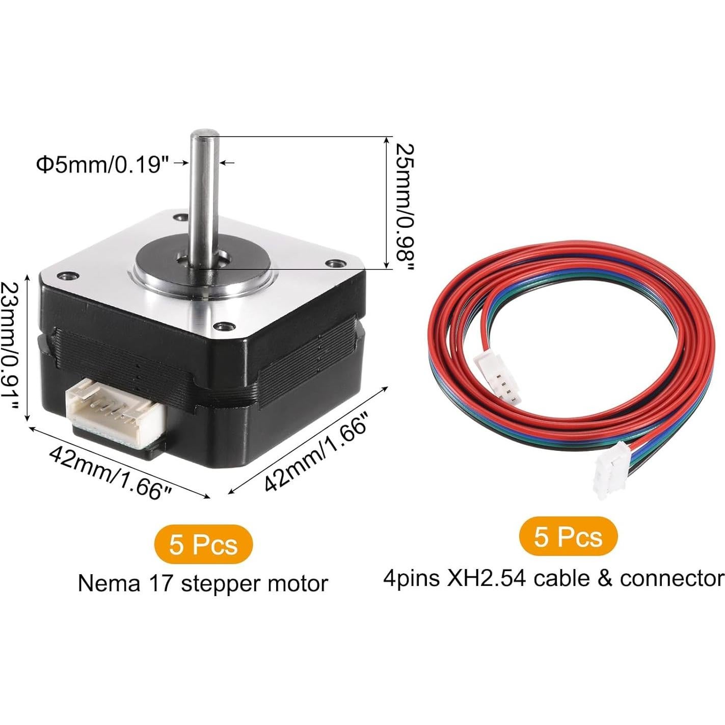 Motor Paso Nema 17 MECCANIXITY 42x42x23mm 1A 4.5V 0.1N.m 5 Pcs