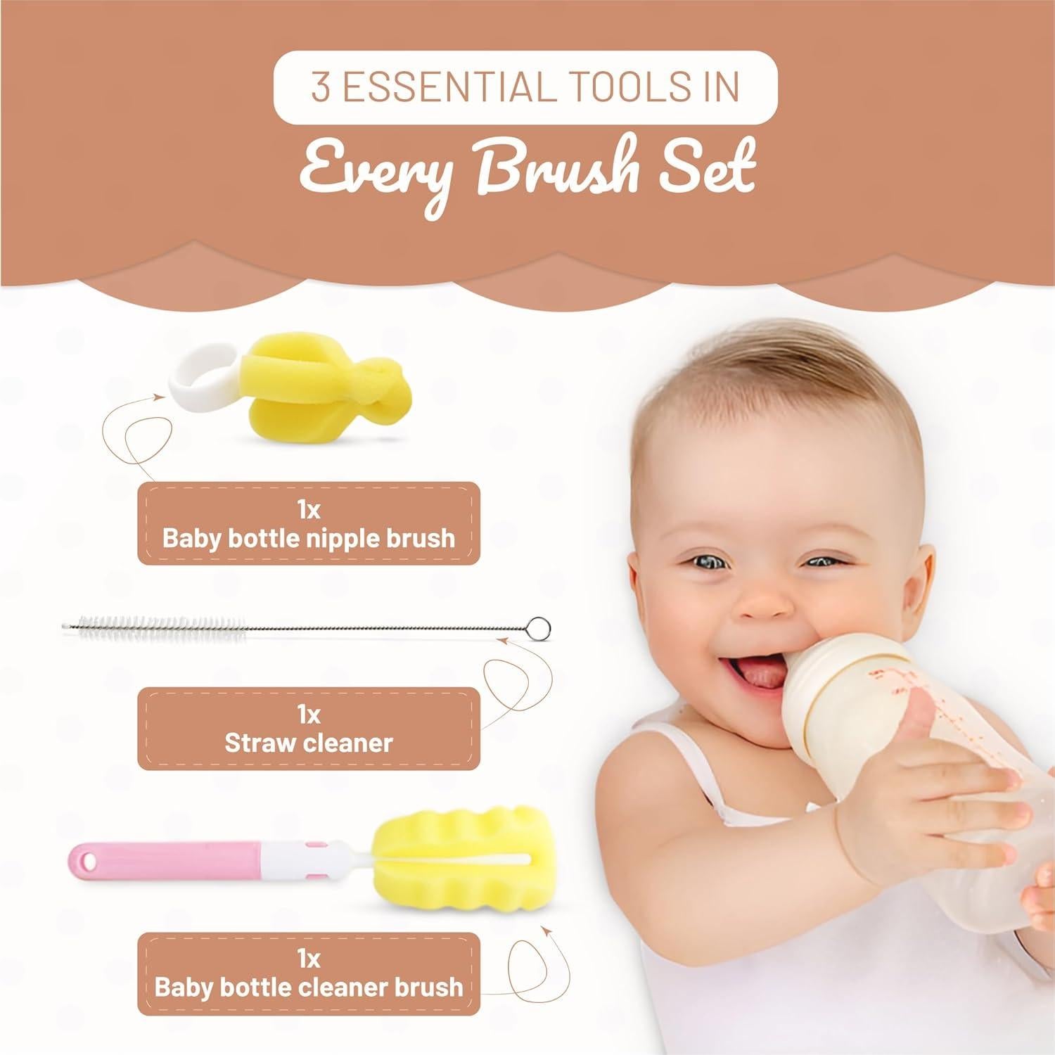 Juego de Cepillos para Biberones MooMoo Baby - Azul