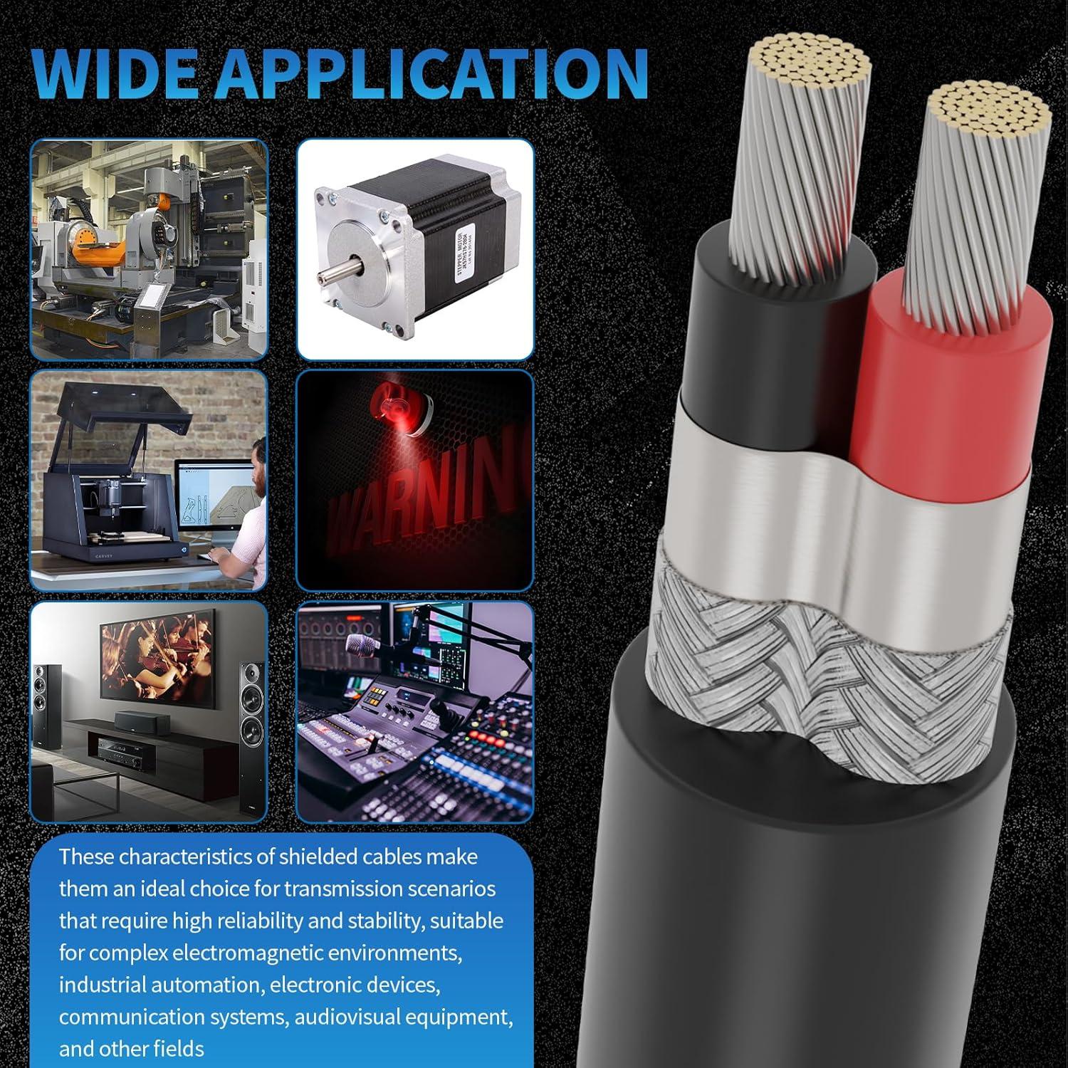 Cable apantallado 22 AWG 2 conductores PYL 15.24 m UL2464