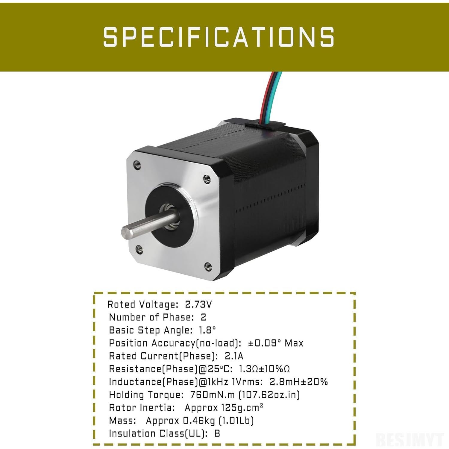 Motor Paso a Paso Nema 17 59mm 760mNm 2.1A para CNC 3D