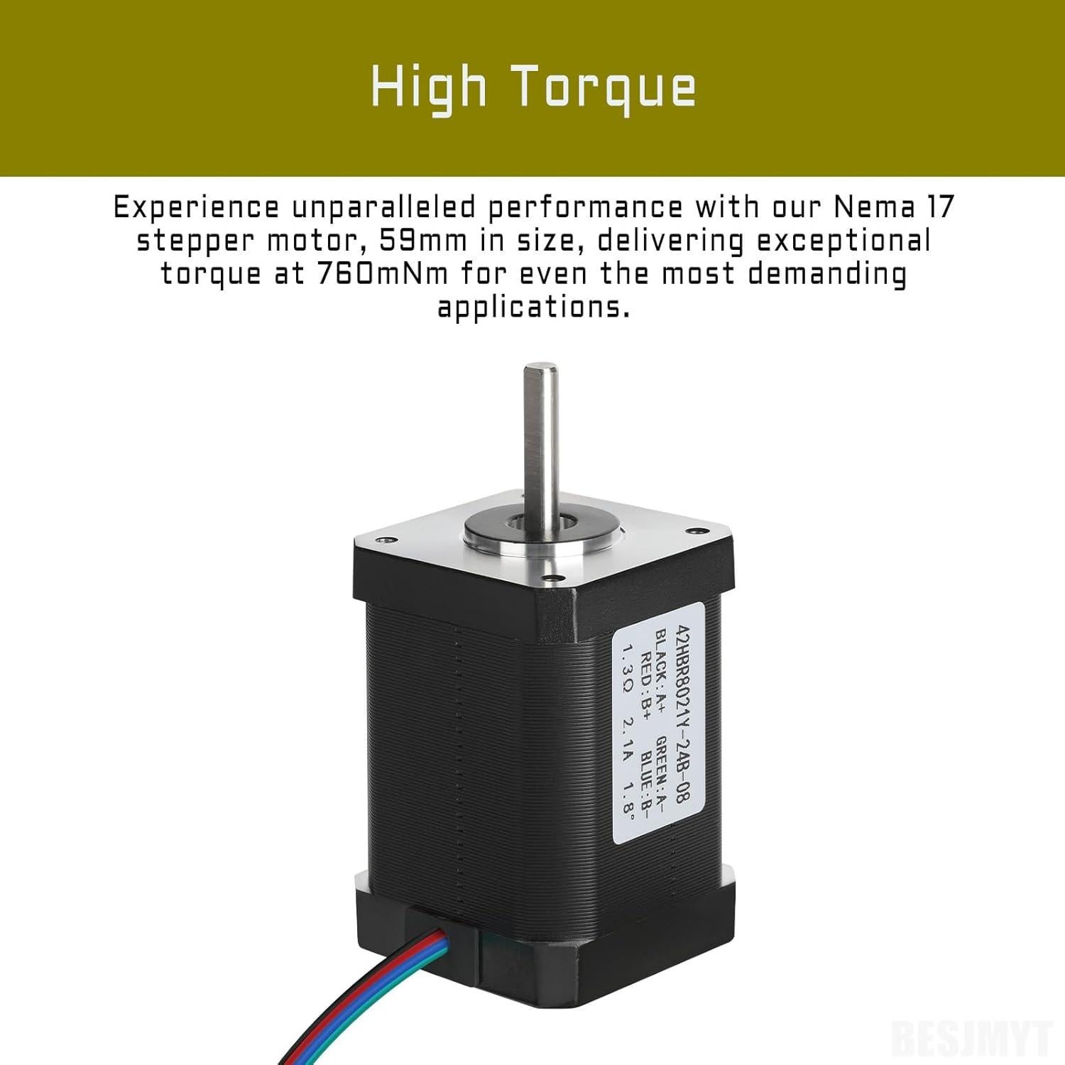 Motor Paso a Paso Nema 17 59mm 760mNm 2.1A para CNC 3D