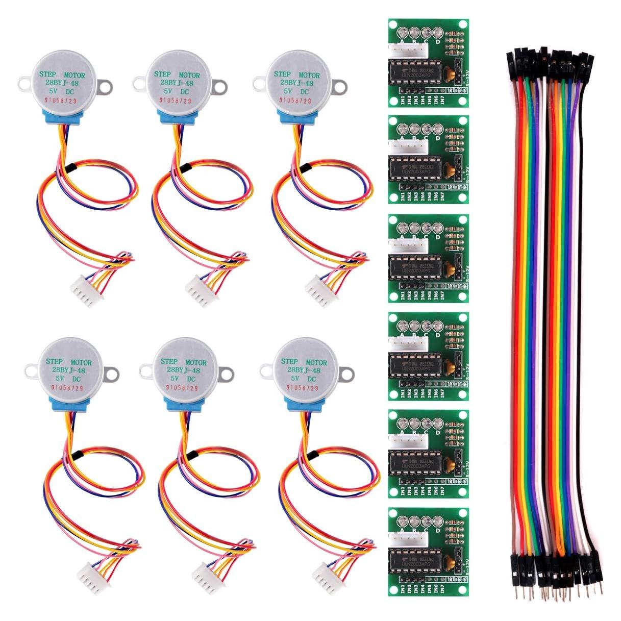 6 Motores Paso a Paso 28BYJ-48 + Controladora ULN2003 5V