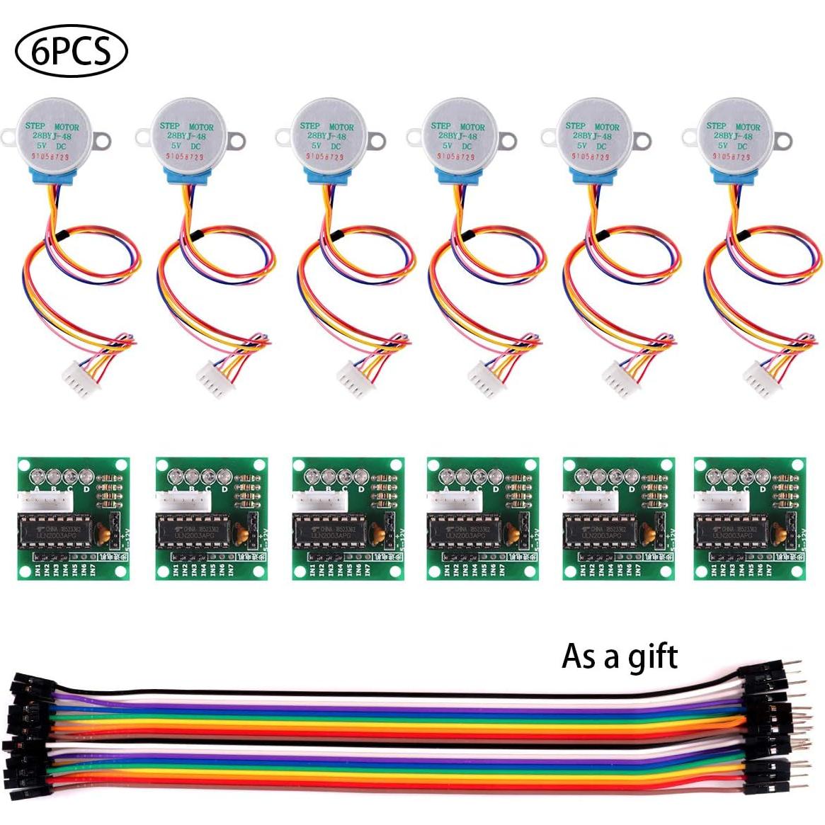 6 Motores Paso a Paso 28BYJ-48 + Controladora ULN2003 5V