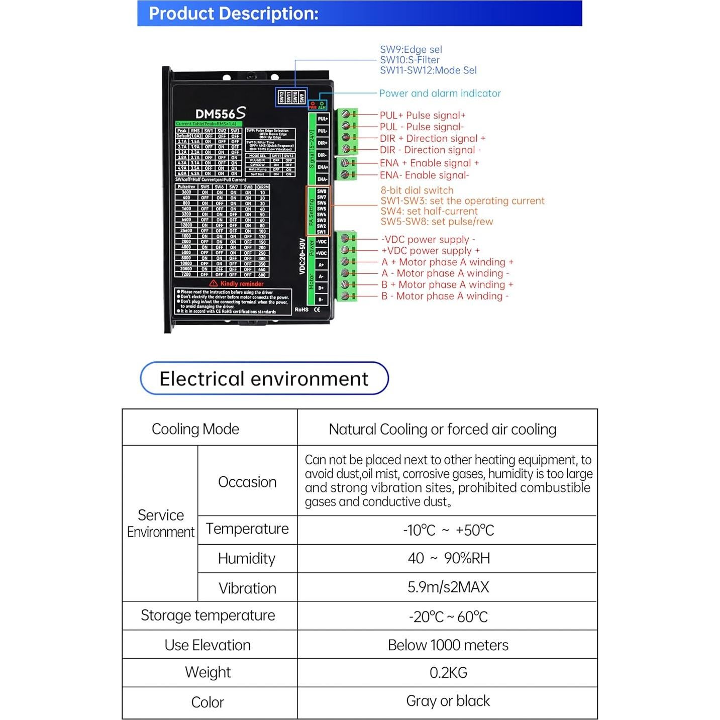 Controlador Digital de Motor Paso a Paso RATTMMOTOR DM556S 6A