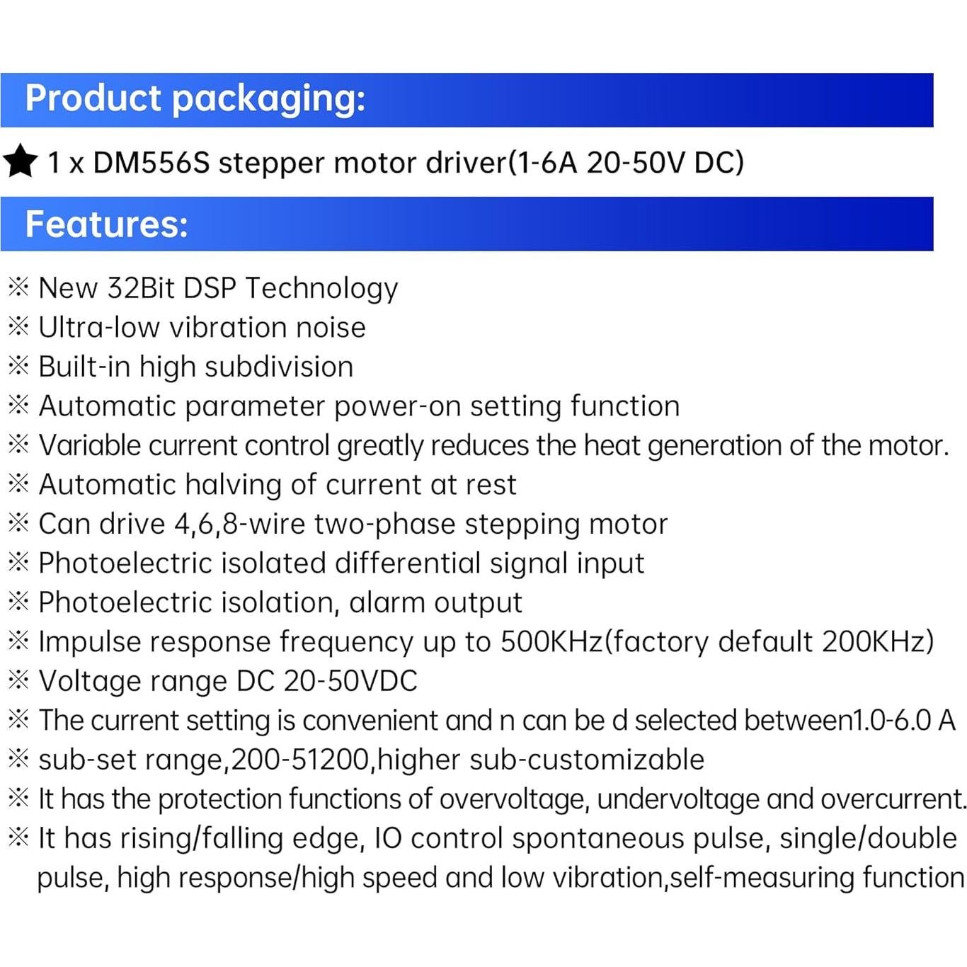 Controlador Digital de Motor Paso a Paso RATTMMOTOR DM556S 6A