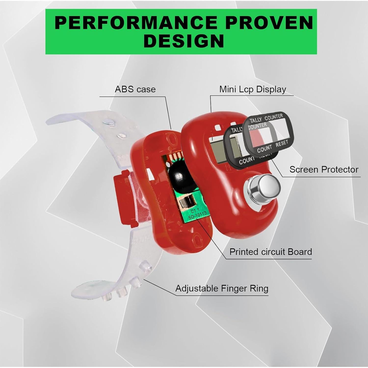 Contador de Dedo Electrónico TESEAS Mini LCD 5 Dígitos 15pcs