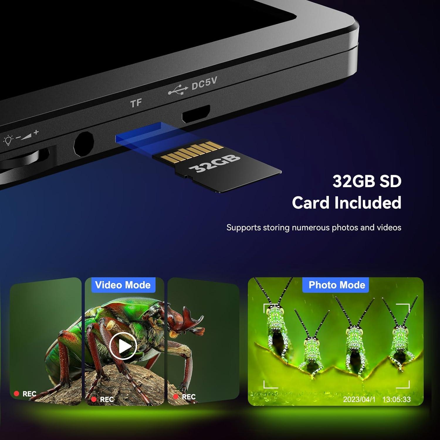 Microscopio Digital TOMLOV DM9 12MP 1080P 1200X Plata