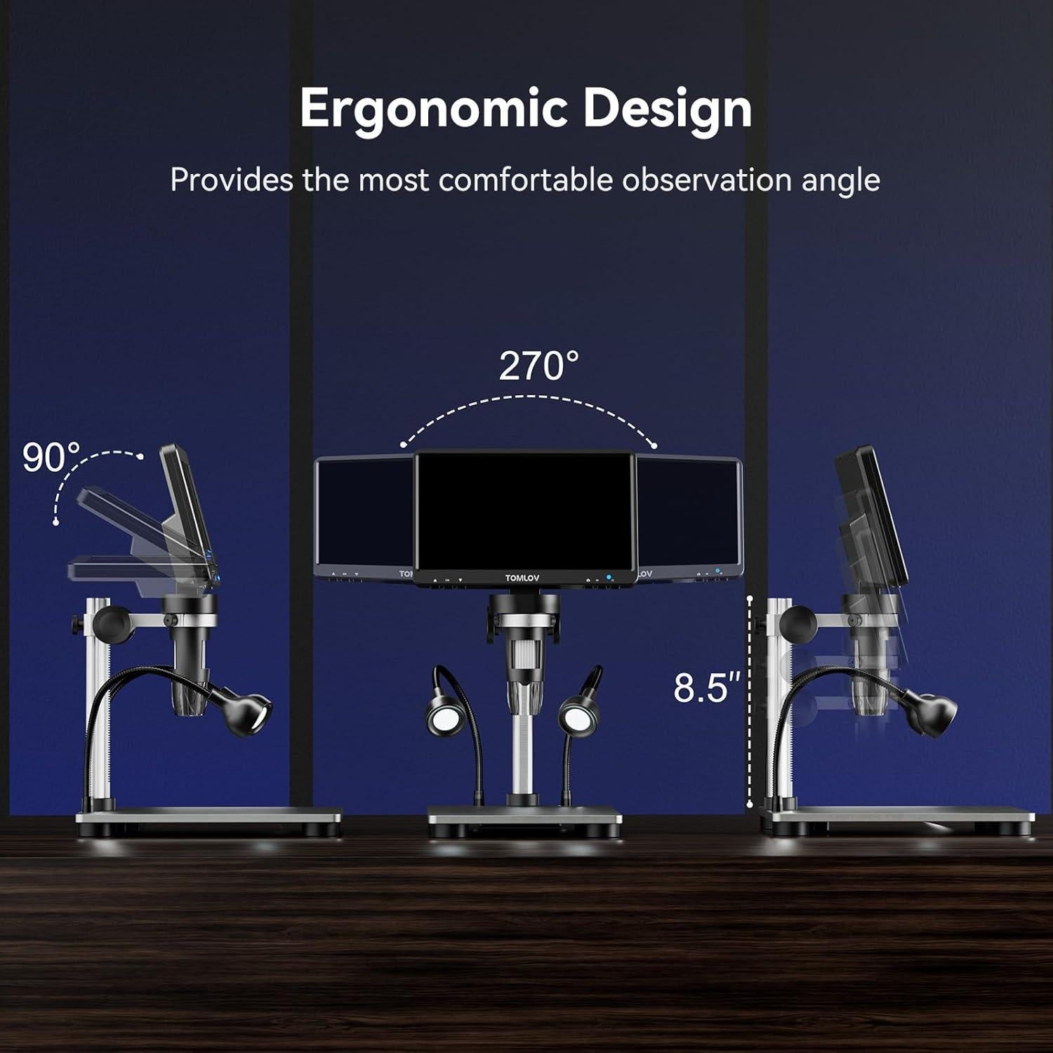 Microscopio Digital TOMLOV DM9 12MP 1080P 1200X Plata
