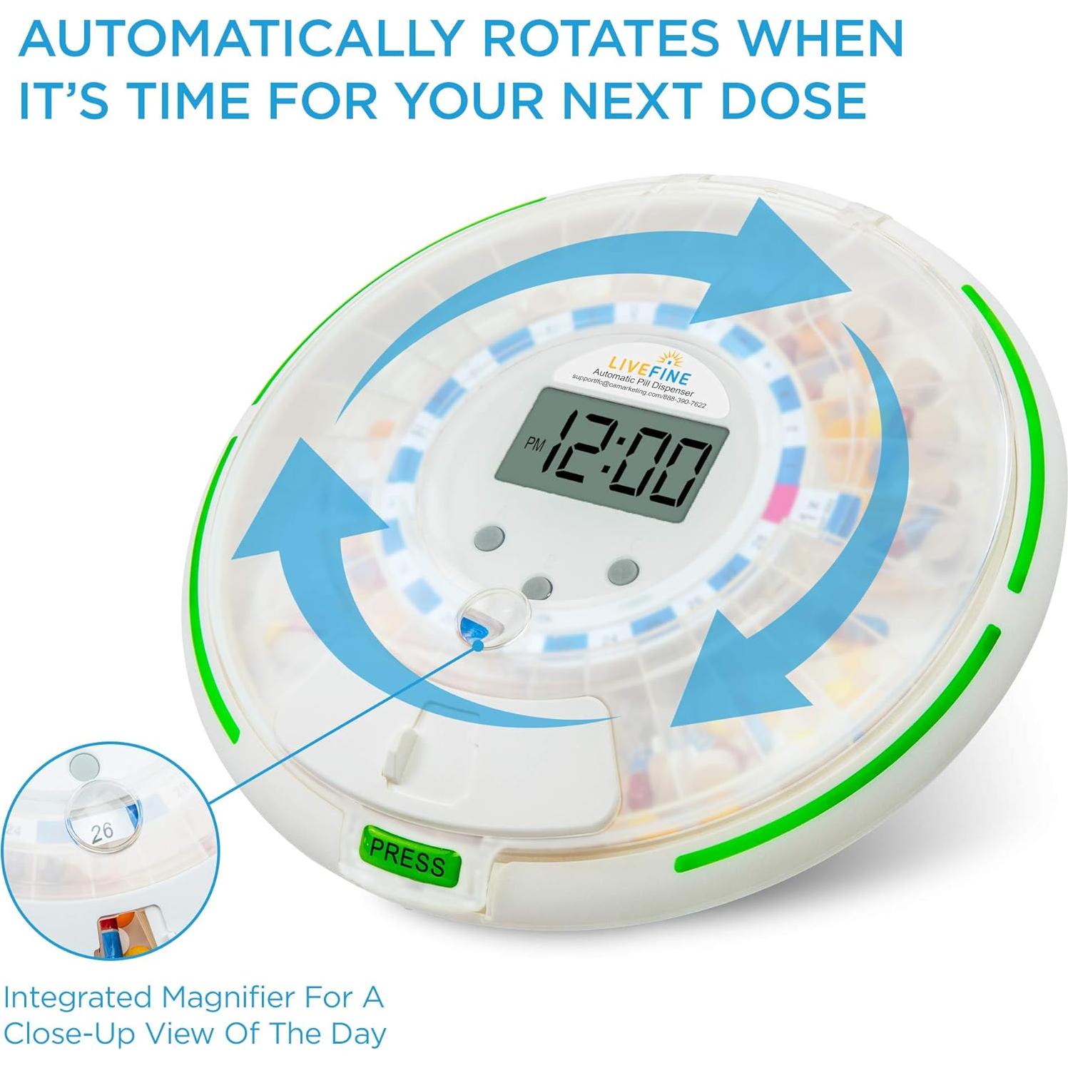 Dispensador Automático de Pastillas Live Fine con Alarma y LCD
