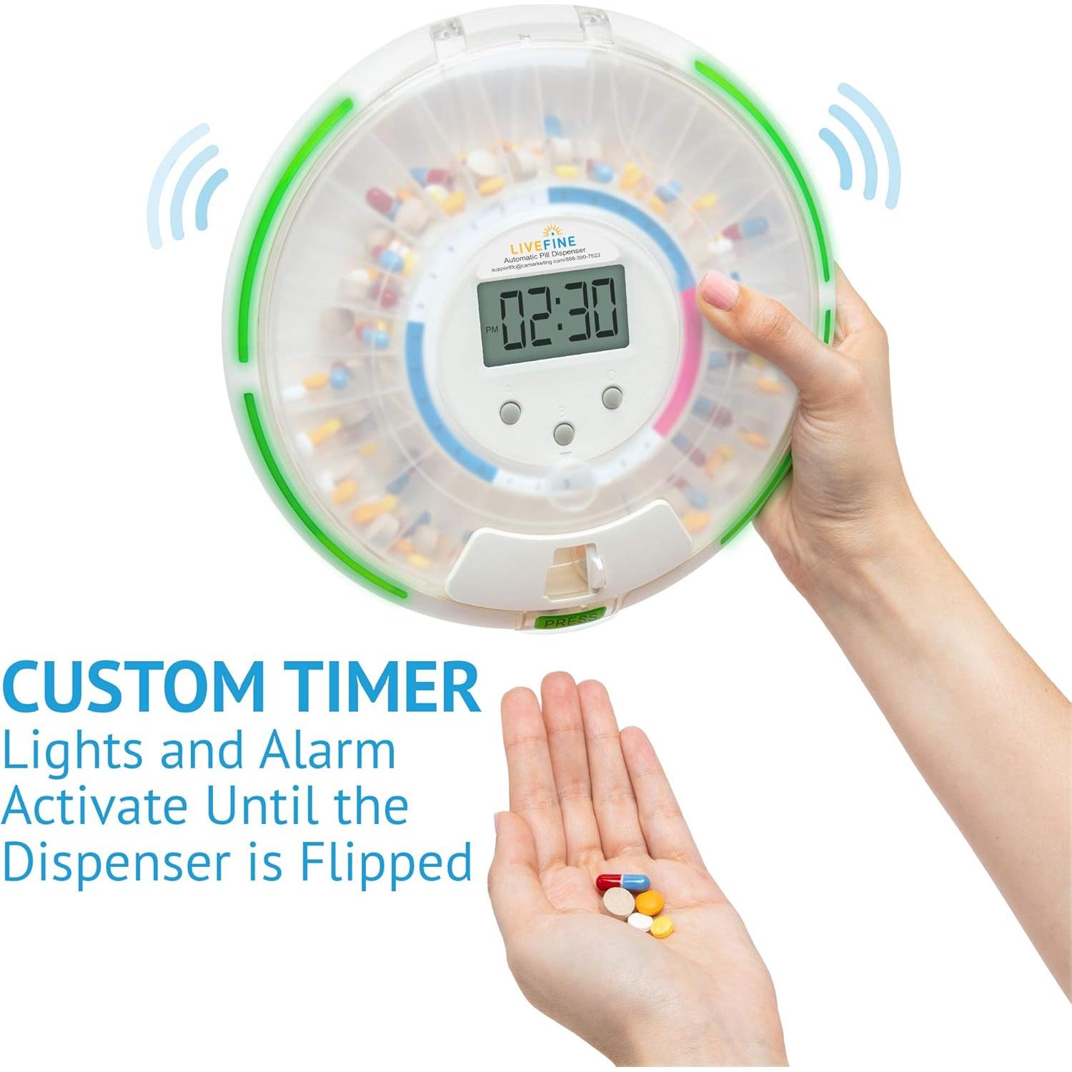 Dispensador Automático de Pastillas Live Fine con Alarma y LCD