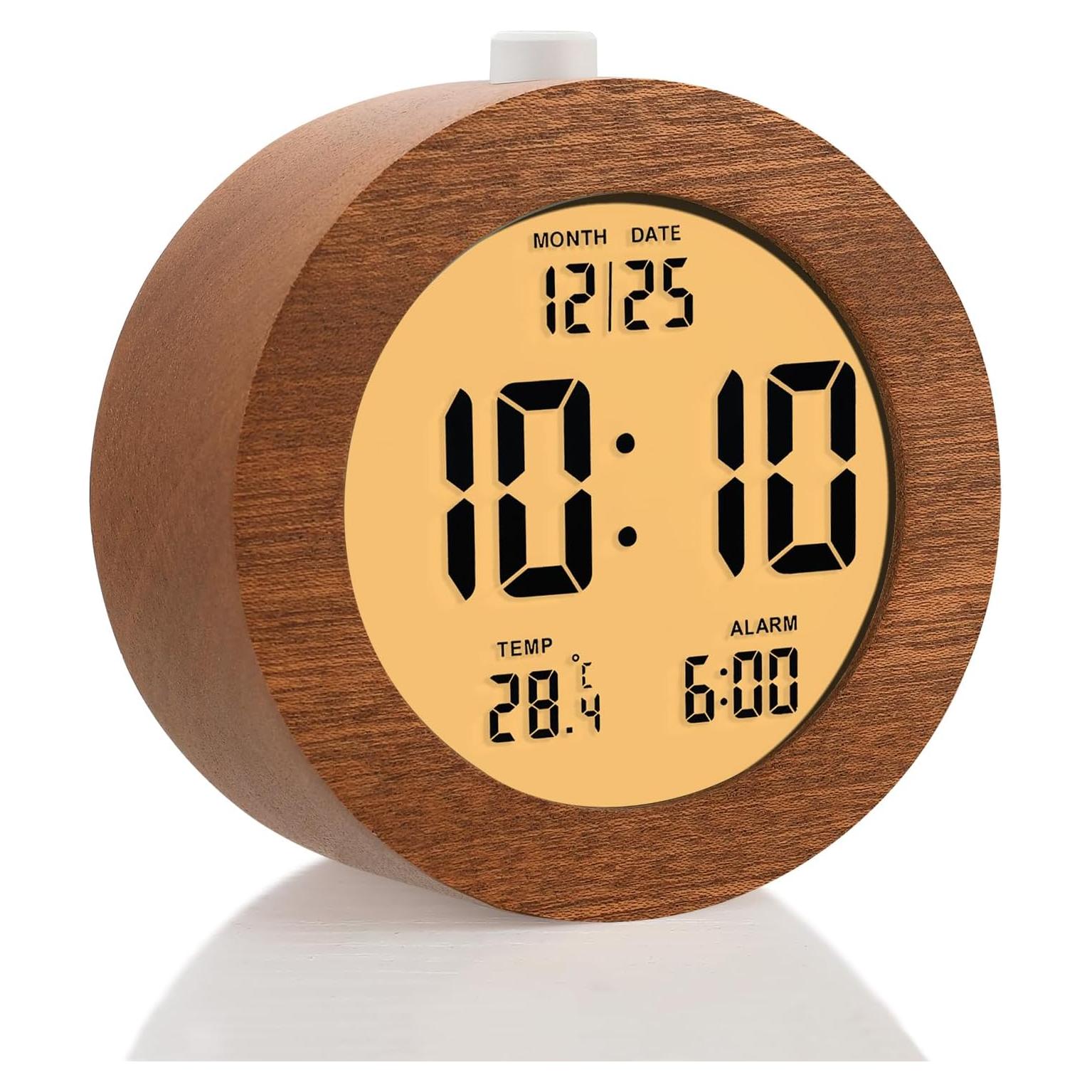 Reloj Despertador Digital Plumeet de Madera Sapele 10.4 cm