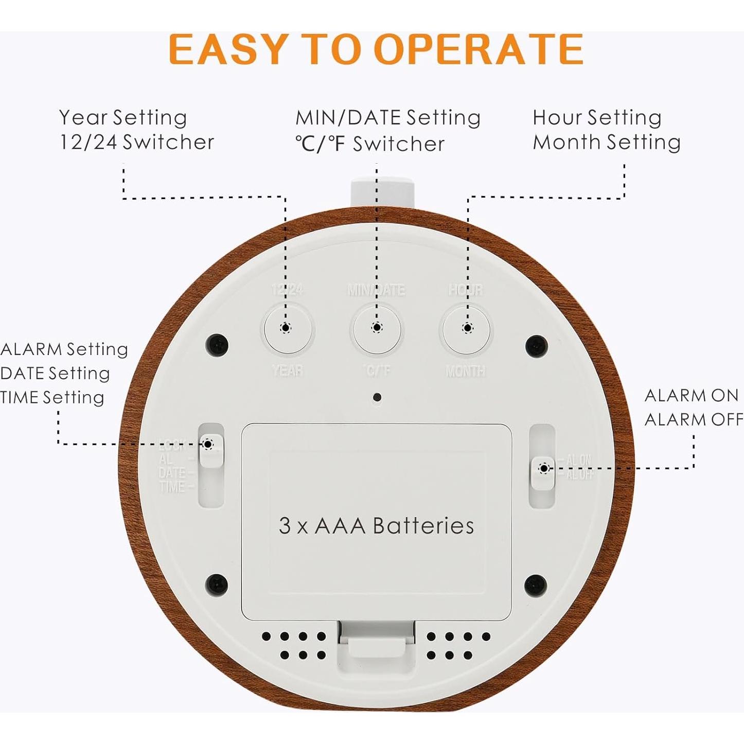 Reloj Despertador Digital Plumeet de Madera Sapele 10.4 cm