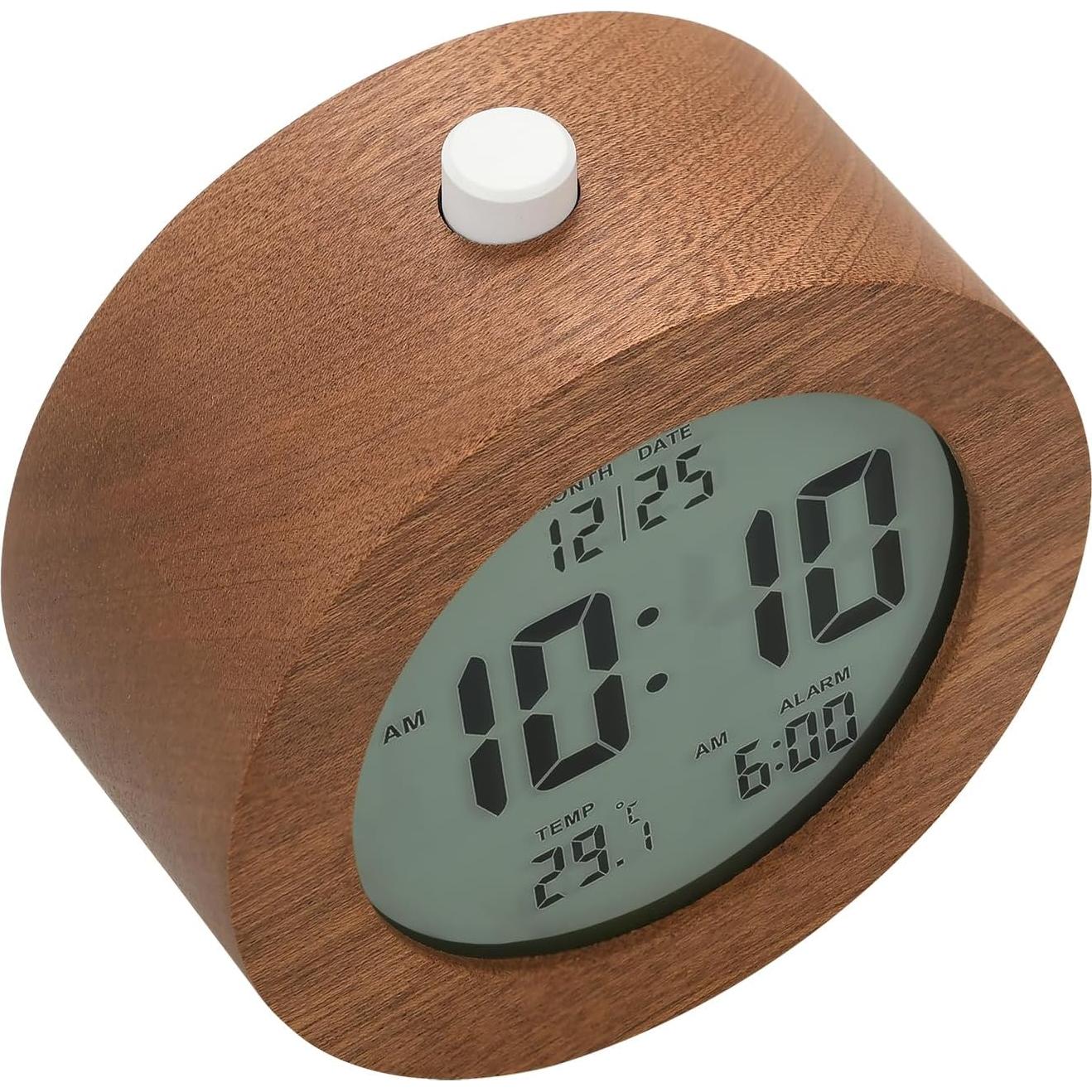 Reloj Despertador Digital Plumeet de Madera Sapele 10.4 cm