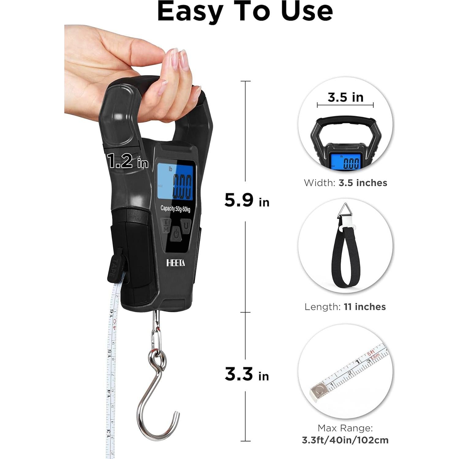 Balanza Digital Impermeable HEETA 50kg con Pantalla LCD